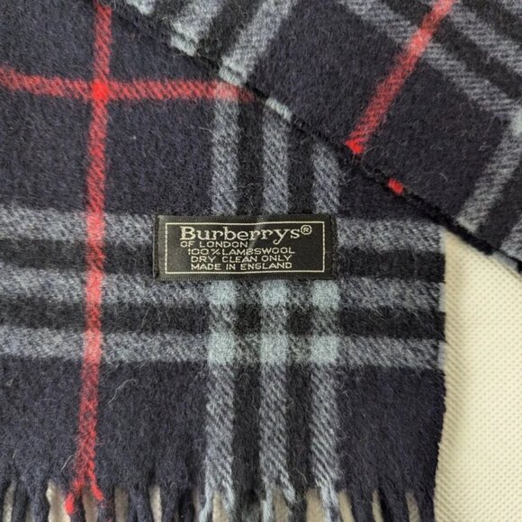 BURBERRY London Vintage Classic Nova Check Knit 100% Lambs Wool Black SCARF - Picture 4 of 6